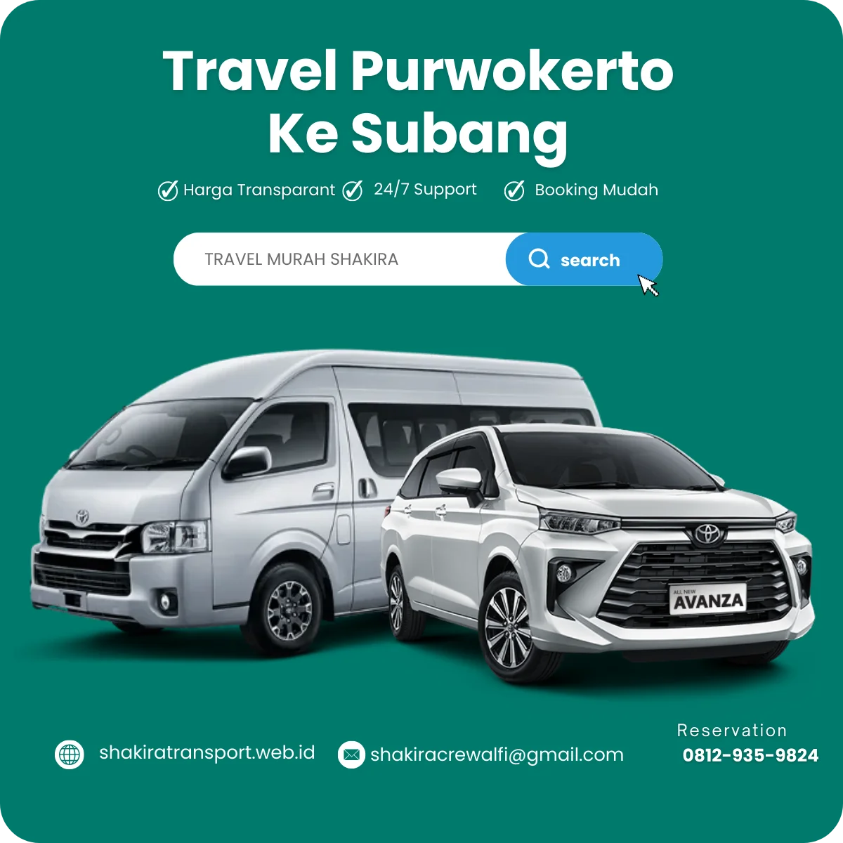 Travel Purwokerto Subang nonstop rute cepat