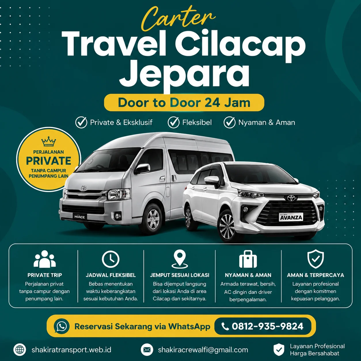 Carter Travel Cilacap Jepara Door to Door Shakira Transport