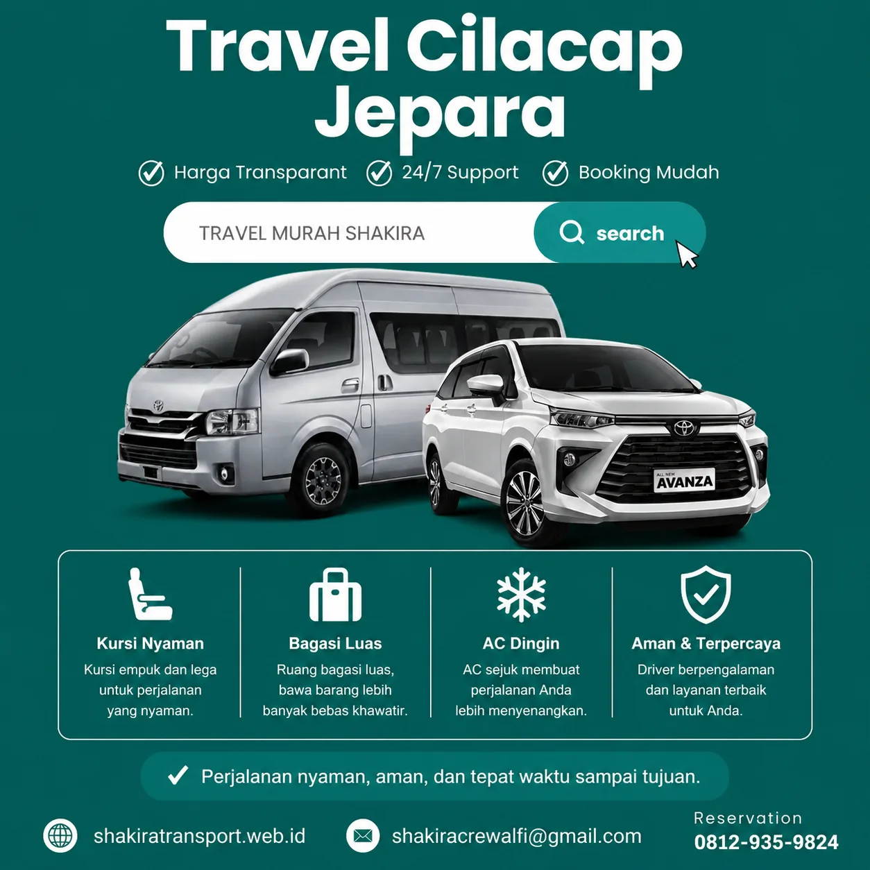 Harga Travel Cilacap Jepara Door to Door Shakira Transport