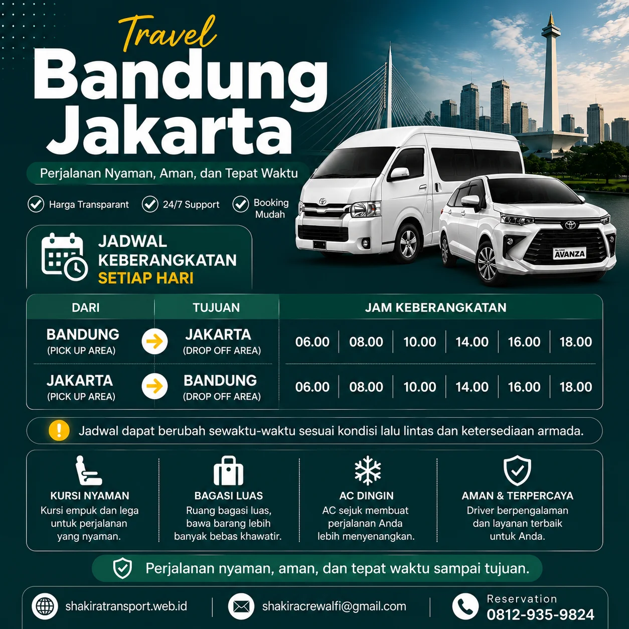 Jadwal Travel Bandung Jakarta terbaru bersama Shakira Transport